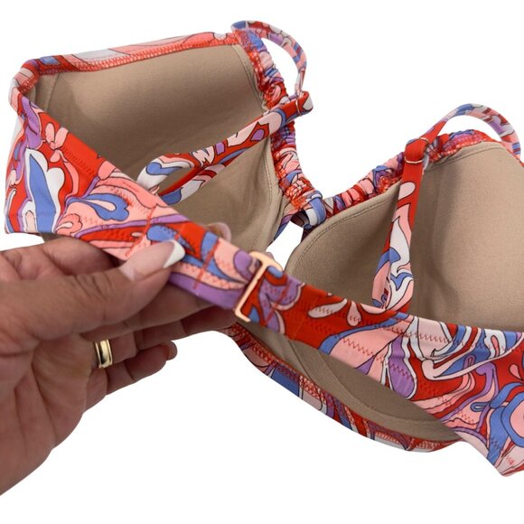 Shade & Shore Womens Floral Printed Bikini Top Size 34C Multicolor Nylon/Spandex - Picture 6 of 12